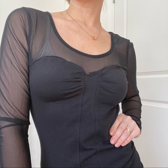 H&M Bodycon Midi Dress with Sheer Sleeves - Picture 3 of 8